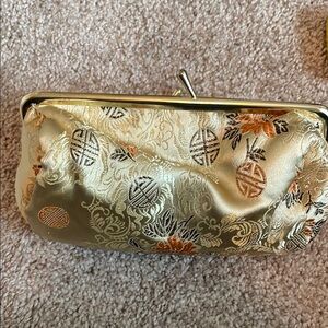 Vintage Gold and Orange Vintage-Inspired Clutch with Intricate Patterns